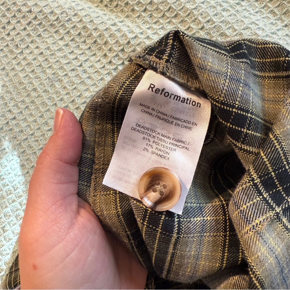 Reformation Franklin Pant size 4 Small Green Plaid Academia Preppy - Picture 9 of 10